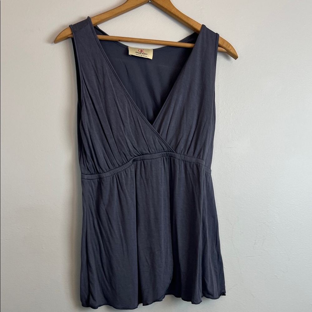 Grace Karin gray sleeveless v-neck shirt women’s size small
